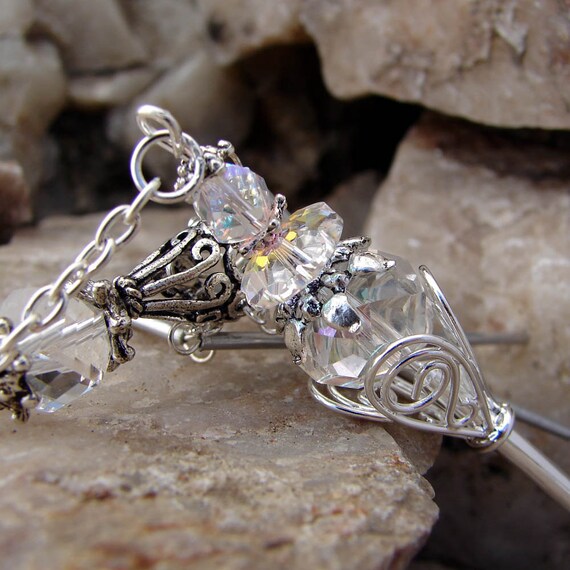 Unique Geisha Hair Stick Miniature Wind Chime Unique Geisha Hair Stick Miniature Wind Chime Hairpin In Crystal Clear Chrissy