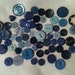 SALE Blue Mixed Buttons, 25 grams. Some Vintage. Sewing Embellishments