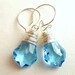 Handmade Aquamarine Blue Swarovski Baroque Crystal Sterling Silver Earrings