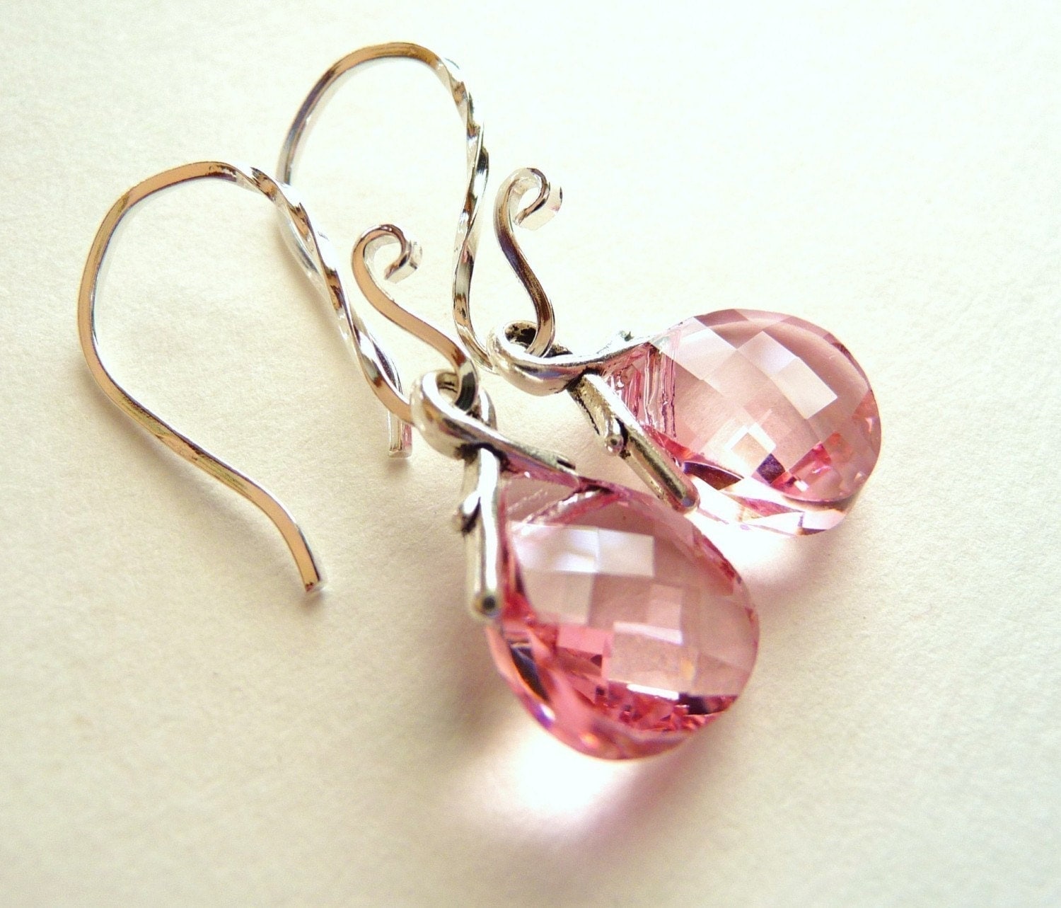Swarovski Pink Earrings Light Rose Pink Crystal By Jbmdesigns