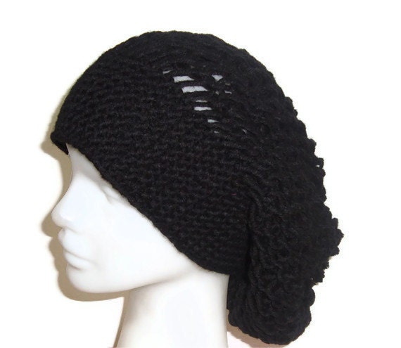 Chunky Knit Hat Women Slouchy Black Women Beanie by earflaphats