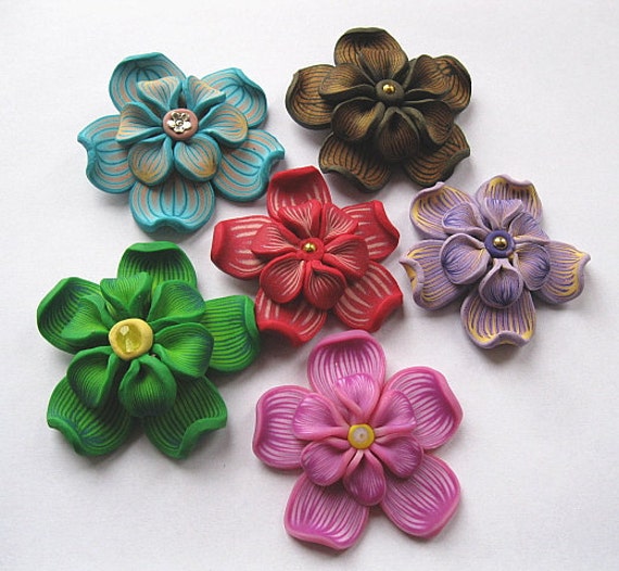Polymer clay flower pendant and bead tutorial PDF form