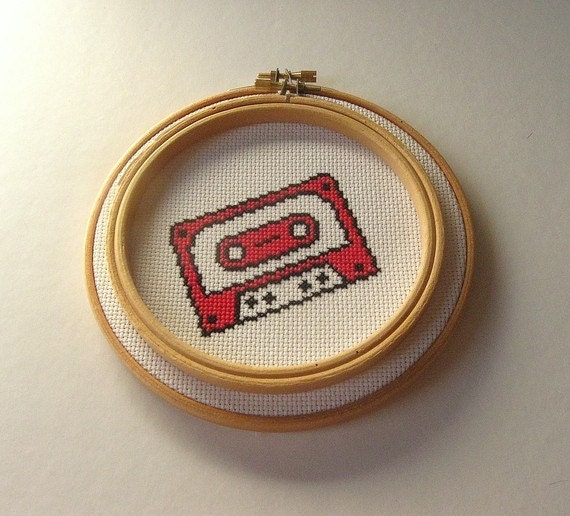 Items similar to Tape Cassette Counted Cross Stitch Kit on Etsy