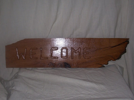 Routered Oak  Welcome  Sign outside decor  letter home  live edge