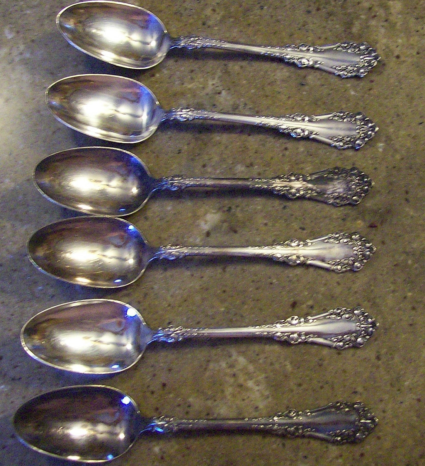 Antique 1847 Rogers Bros Silverplate Flatware 6 Serving Spoons