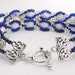 Hand Beaded Bracelet -Blue and White with Sterling Toggle