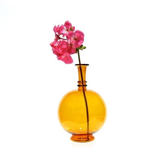 Yellow Bud Vase Hand Blown Glass