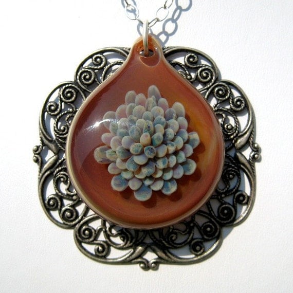 Hand Blown Glass Pendant Honey Glass Flower Pendant