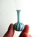 Miniature Vase in Aqua and White, Hand Blown Glass