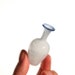 Miniature Vase with White Stripes and Cobalt Lip, Hand Blown Glass