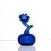 Blue Flower Bottle, Hand Blown Glass