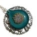 Hand Blown Glass Pendant, Turquoise and Silver Glass Flower