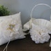 Flower Girl Basket and Ring Bearer SET Ivory or White Satin Ivory Peonies Ivory Accessories with Rhinestone- Can Customize Your Colors