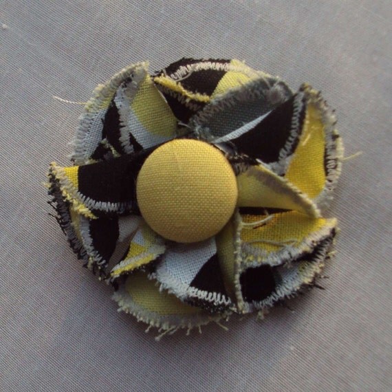 Items similar to Yellow Shabby Chic Fabric Flower Hairclip on Etsy