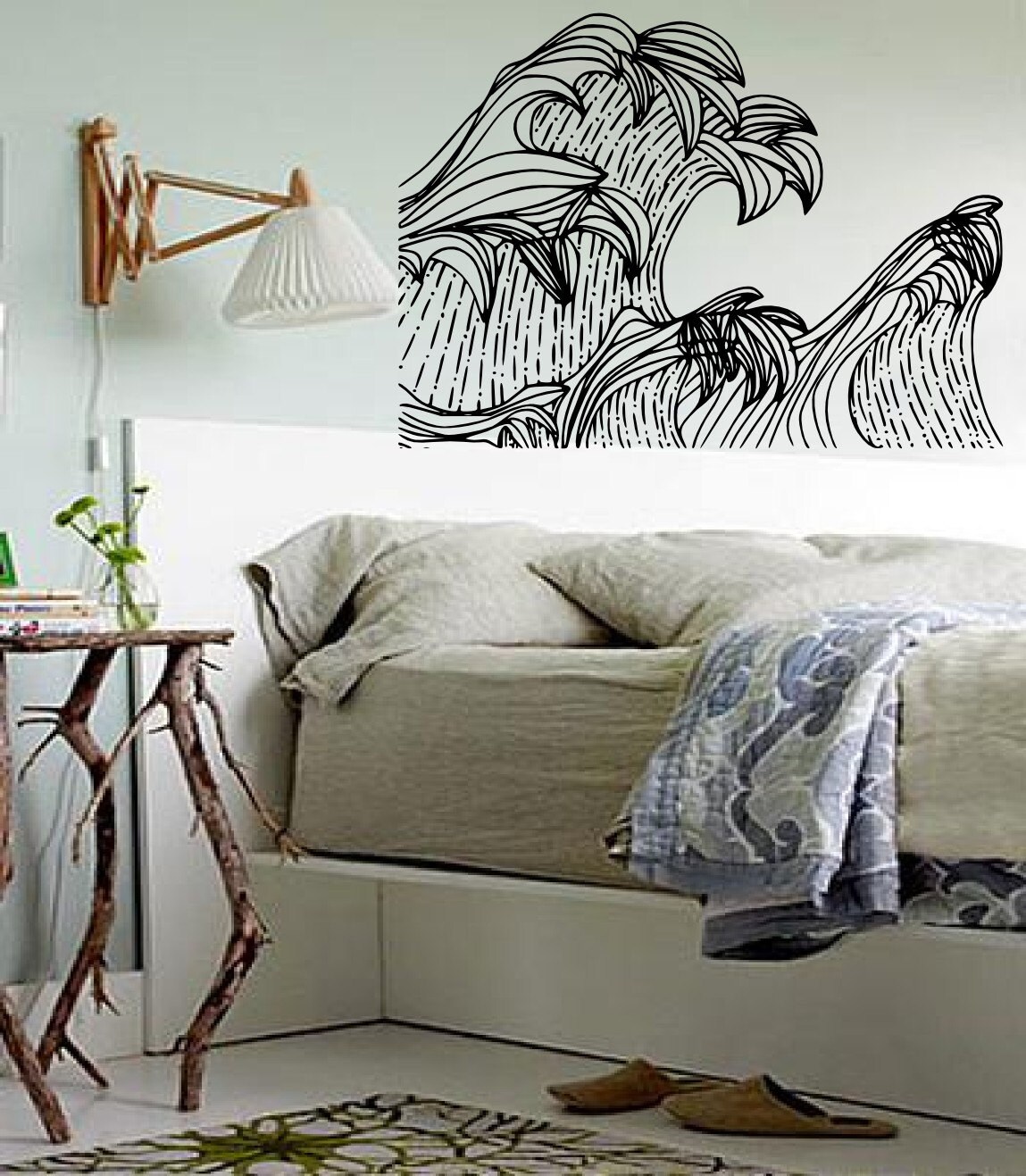 Vintage inspired wave art vinyl wall decal graphic sticker