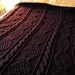 Hand Knit Cable and Irish Moss Purple Afghan / Blanket