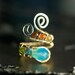 Blue Gemstone Ring, 14K Gold, Argentium Silver - Peruvian Blue Chalcedony, Blue Topaz, Peridot, Citrine, Garnet - "Caribbean Sunset"