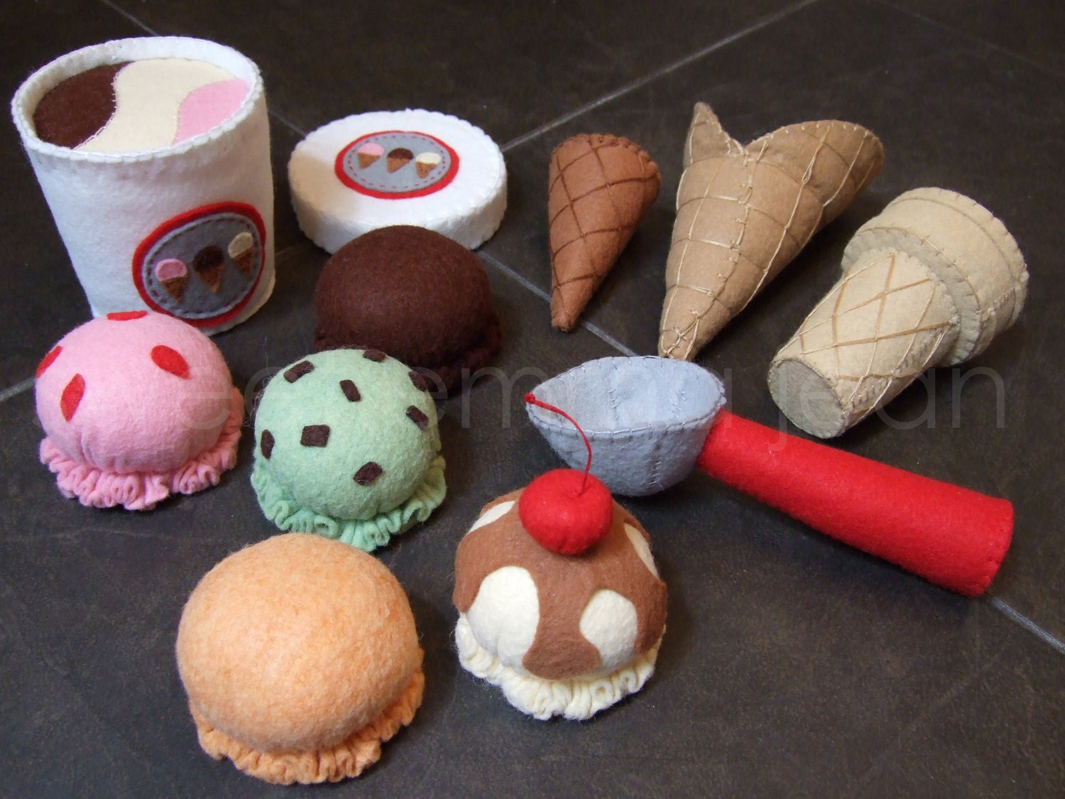 Felt Play Food Pattern Ice Cream Set Pdf Diy Felt Food