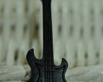 BLACK Guitar Pendant...Resin Funky...Rockabilly...Rock N Roll 65mm x 25mm
