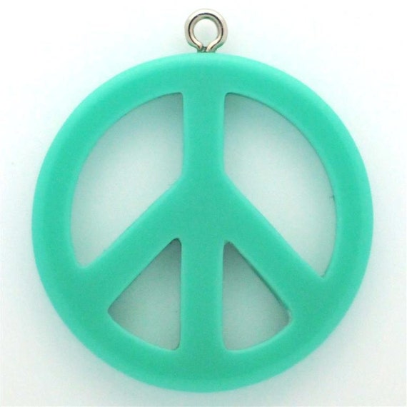 Items similar to Turquoise...Peace Sign Pendant...Resin Funky ...
