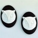 SMALL Set of 2 Black White Gothic Steampunk Hoot Owl Cameos 25mm x 18mm