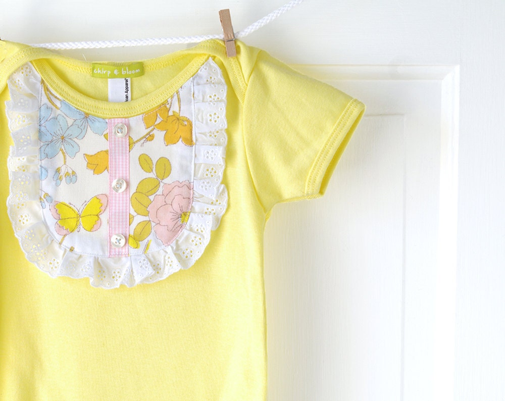 CLEARANCE Baby Girl Ruffle Yoke Onesie Yellow & by ChirpAndBloom