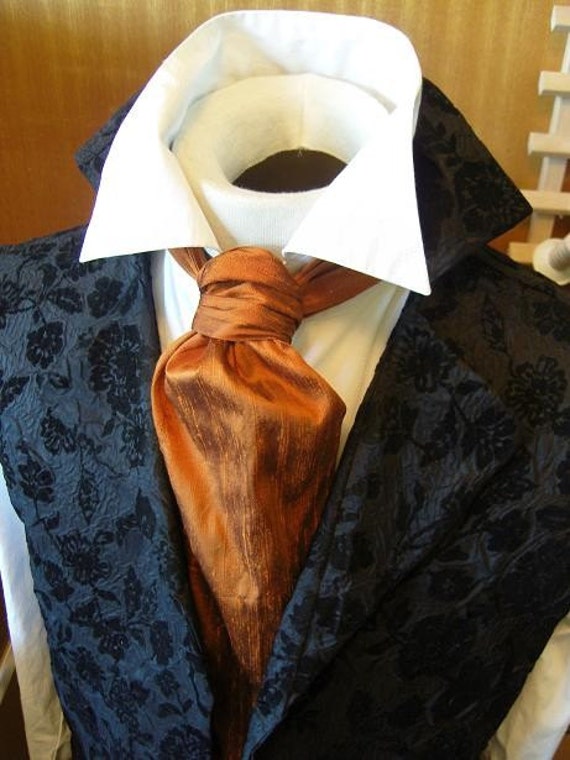 FORMAL Victorian Ascot Tie Cravat Pumpkin Orange Dupioni