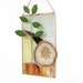 Wall Vase Agate Geode Stained Glass Panel Suncatcher Bud Vase Brown Beige Handmade OOAK