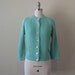 1950s Cardigan -- Button Front Knit Cardigan -- Seaglass green knit