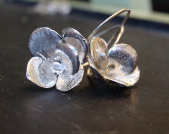 Round Sedum Rosette Hoops -- Succulent Earrings -- Botanical Jewelry -- Nature Cast -- Ready to Ship