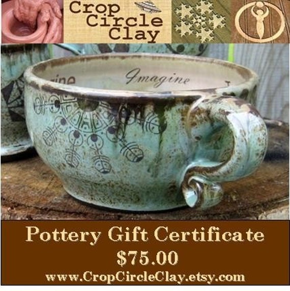 Items similar to Handmade Pottery Gift Certificate for Crop Circle Clay ...