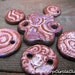 Ceramic Bracelet Focal Beads Beads Pendants Charms Connector Beads Set of 6, Pink, Rose Flower Circles Spirals, Feminine, Earthy Rustic