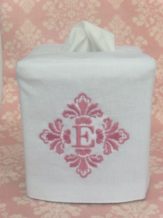 Monogram Linen tissue box cover by headtotoe2009 on Etsy