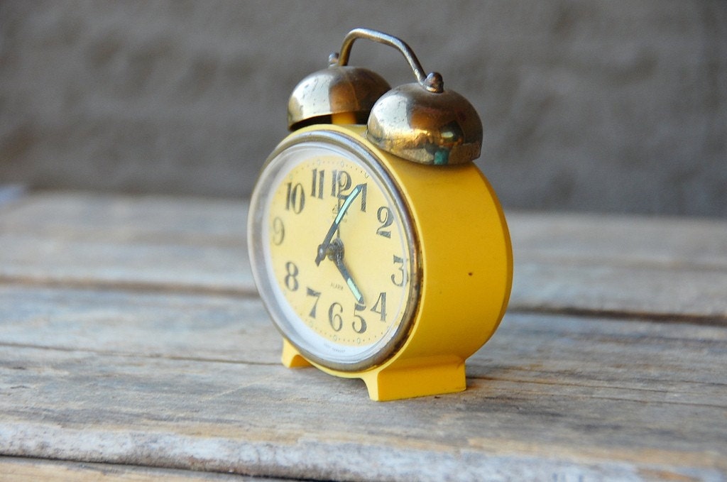 Tiny Yellow Alarm Clock by Linden Black Forest