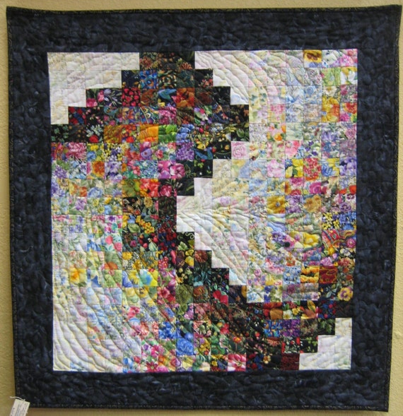 Abstract applique quilt teal wall something request order custom hanging purple