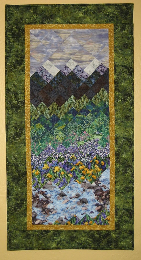 Art Quilt Tahoe Purple Mountains Wall Hanging