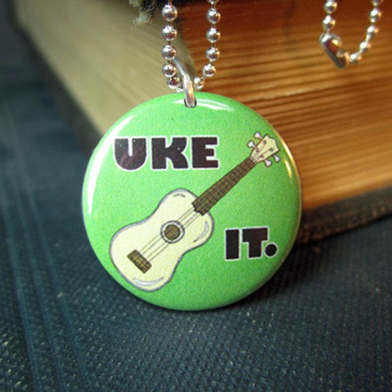 Items similar to Ukulele necklace music pendant 1 inch UKE IT 24" ball chain on Etsy