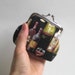 Small Coin Purse in Black with Wine Bottles and Glasses