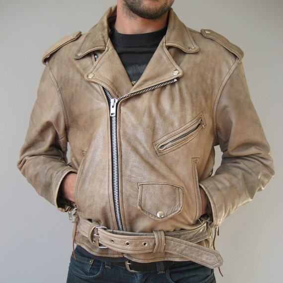 Vintage Mens 80s Leather Biker Jacket Punk Rock by NakedVintage
