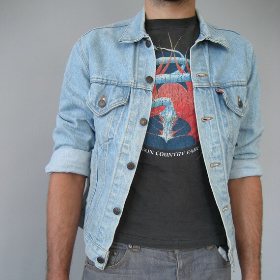 Vintage Mens 80s Levi's Jean Jacket Denim Lite Blue Med