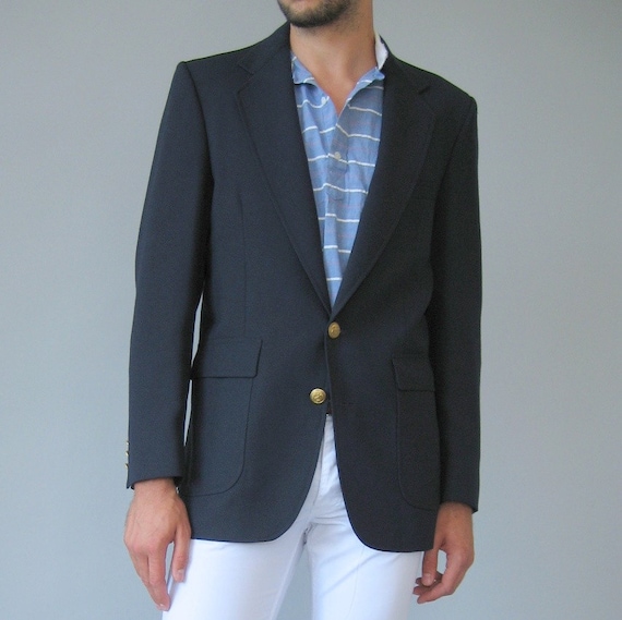 Vintage Mens Navy Blue Preppy Blazer 39 by NakedVintage on Etsy