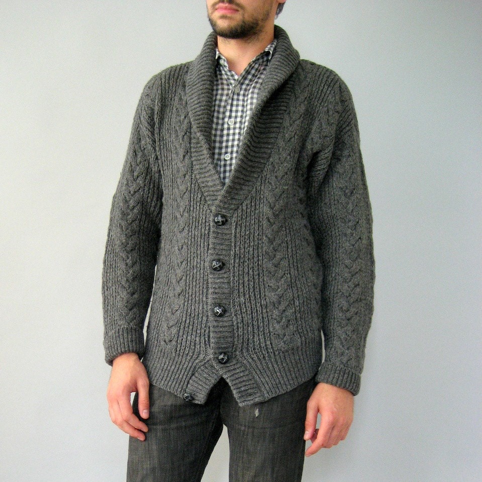 Daniel Plainview Gray Cable Knit Cardigan Sweater