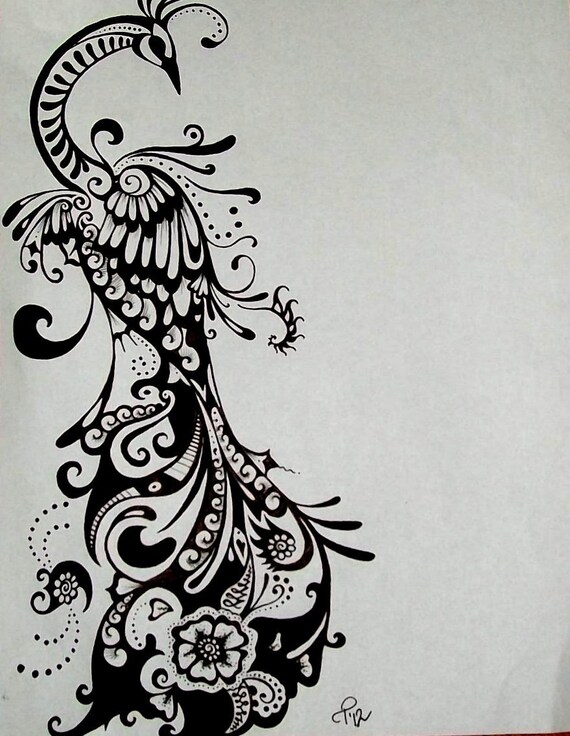RESERVED FOR Torreclark Peacock Drawing Ink Tattoo Design