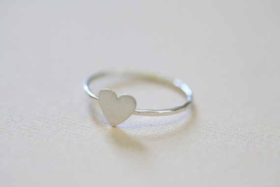 tiny heart ring - sterling silver dainty ring, rustic jewelry