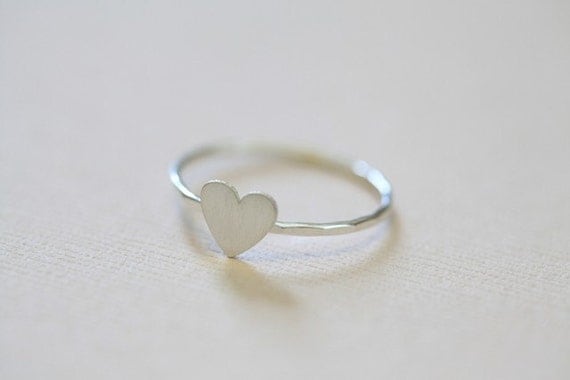 tiny heart ring - sterling silver dainty ring, rustic jewelry