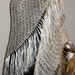 Wedding Shawl triangle shawl Light Ivory White Silky Shawl Wrap Antique Yarn Hand Crocheted