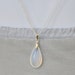Vintage Post World War II Japanese Glass Opal Silver Teardrop Pendant Necklace