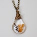 Real Flower Pendant Necklace, Pressed Flower Necklace, Lucite Teardrop Pendant, Orange Purple Flower Necklace, Boho Bohemian Woodland Style