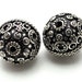 Sterling silver oval shape bead with dotted circles from Nepal 15 mm - 1 bead