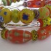 Memory Wire Bracelet with Moretti Glass Beads and Silver Plated Beads in Autumn Tones
